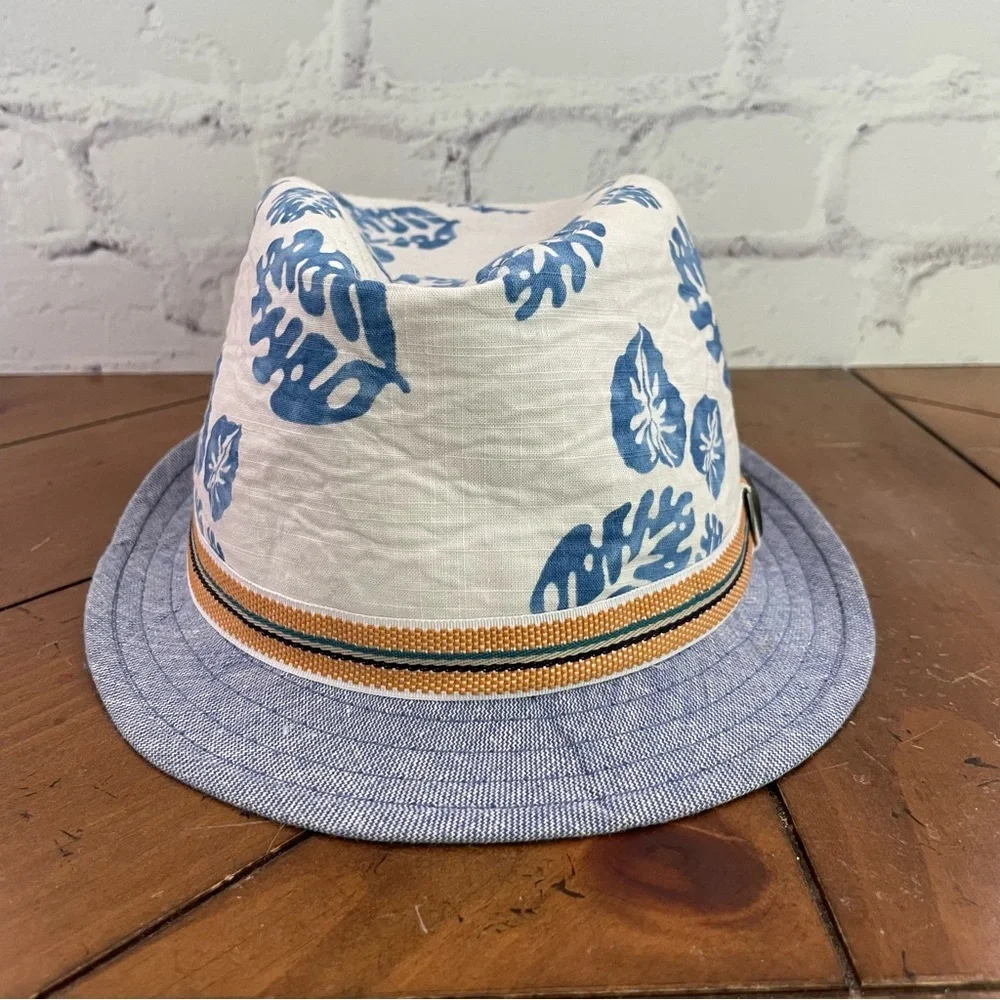 Fore!! Axel & Hudson White and Blue Leaf Fedora Hat S/M
